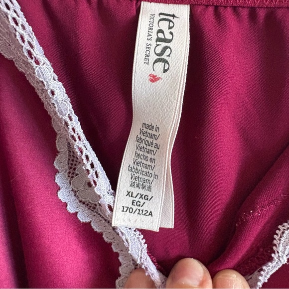 Victoria's Secret Magenta Satin Lace Trim Chemise - Picture 4 of 7